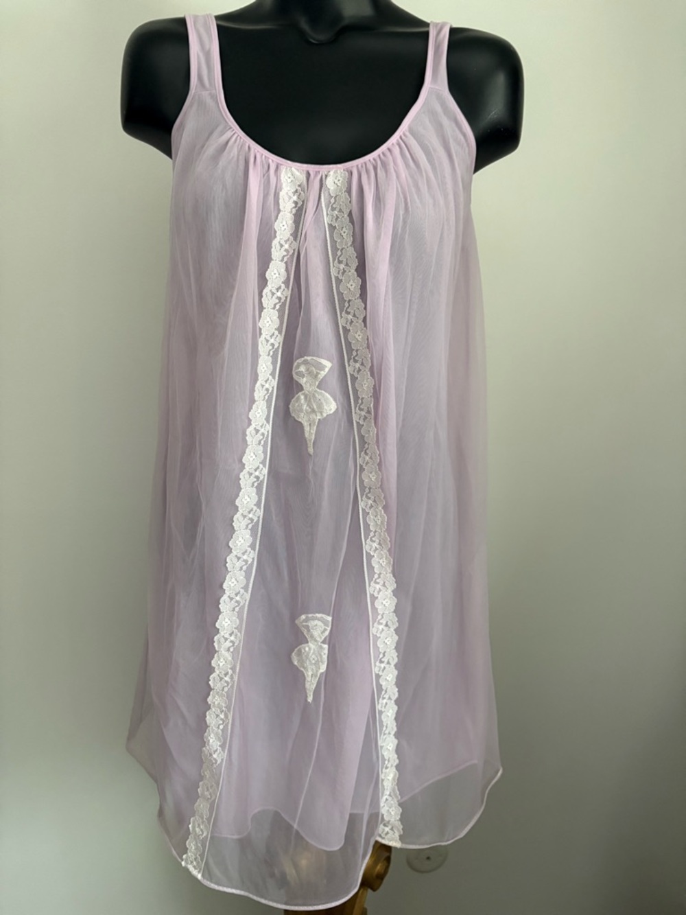 Vintage Ballerina 1960s Sheer Nylon Chiffon Babydoll Nighty Lingerie
